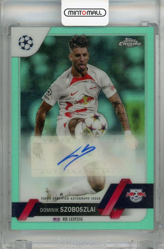 2022-23 Topps Chrome UEFA Club Competitions Dominik Szoboszlai Autographs Aqua Refractors card #CADS133/199