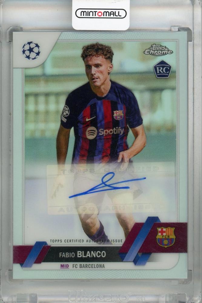 2022-23 Topps Chrome UEFA Club Competitions Fabio Blanco Autographs card numbered CAFB from FC Barcelona