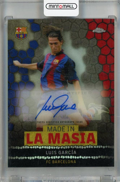 2022-23 FC Barcelona Topps Chrome Luis Garcia autograph trading card #LA-16 with Made in La Masia marking