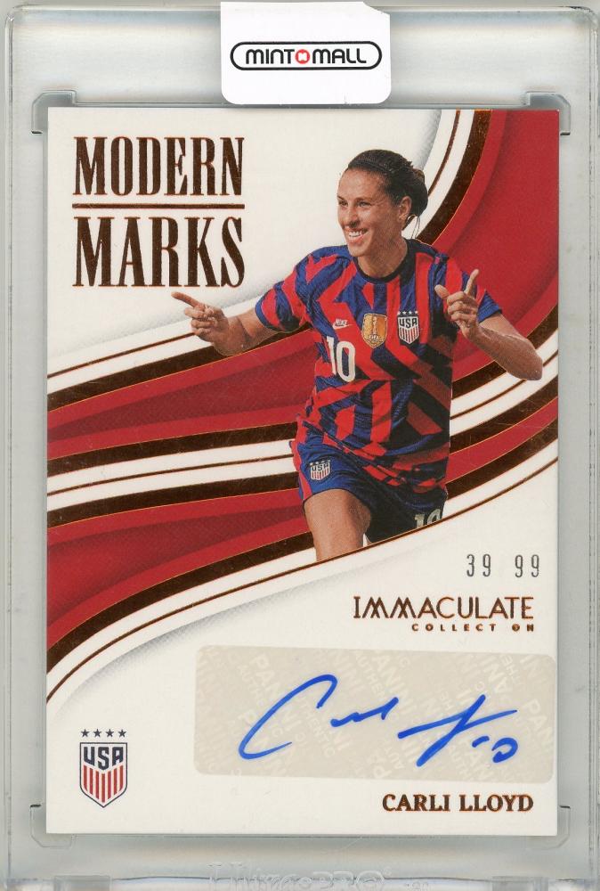 2023-24 Panini-Immaculate Collection Soccer card featuring Carli Lloyd autograph numbered 39 of 99
