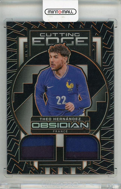 2023-24 PANINI Obsidian Soccer Theo Hernandez Cutting Edge Dual Jerseys Electric Etch Orange #1623/99 France card