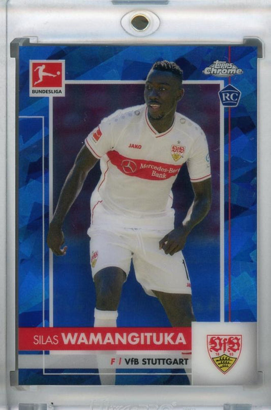 2020-21 Topps Chrome Sapphire Edition trading card of Silas Wamangituka from VfB Stuttgart Bundesliga team