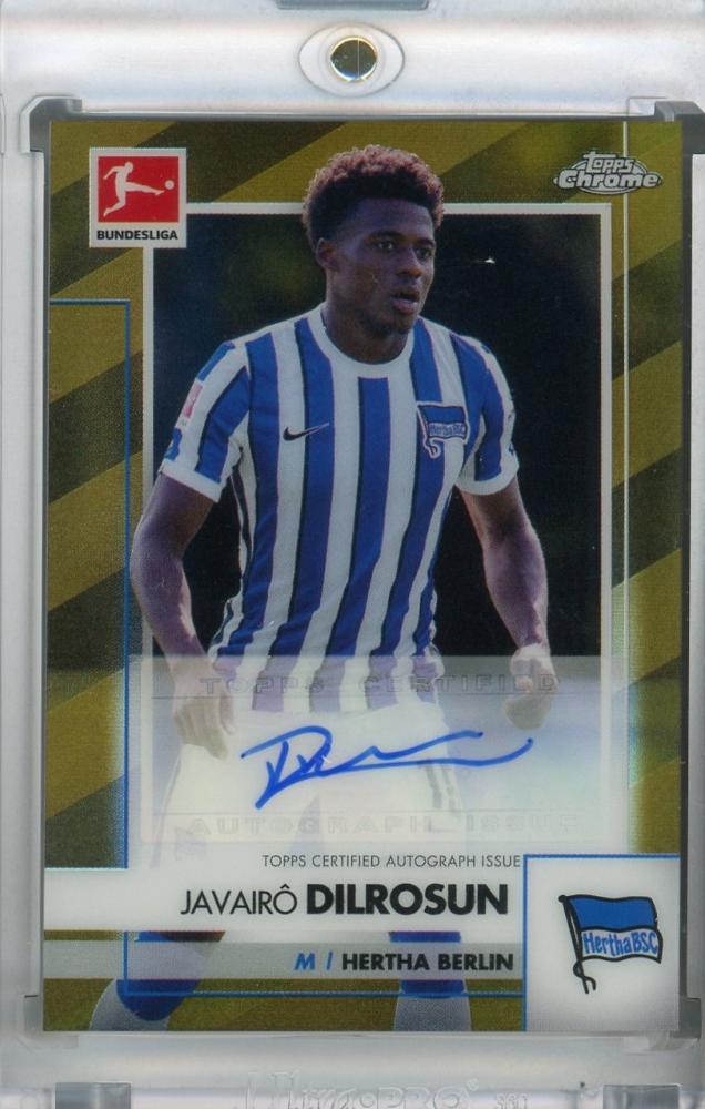 2020-21 Topps Chrome Bundesliga Hertha Berlin Javairo Dilrosun Chrome Autograph Gold Parallel Card 45 of 60