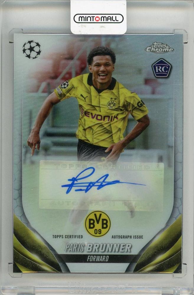 2023-24 TOPPS Chrome UEFA Club Competitions Paris Brunner Chrome Autographs card for Borussia Dortmund