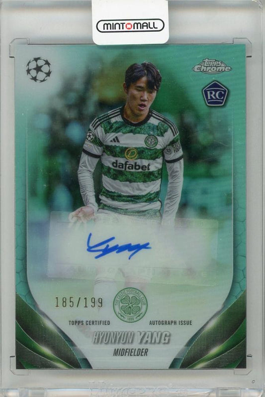 2023-24 TOPPS Chrome UEFA Club Competitions Hyunyun Yang Chrome Autographs Aqua Refractors card #CAHY185/199 Celtic FC