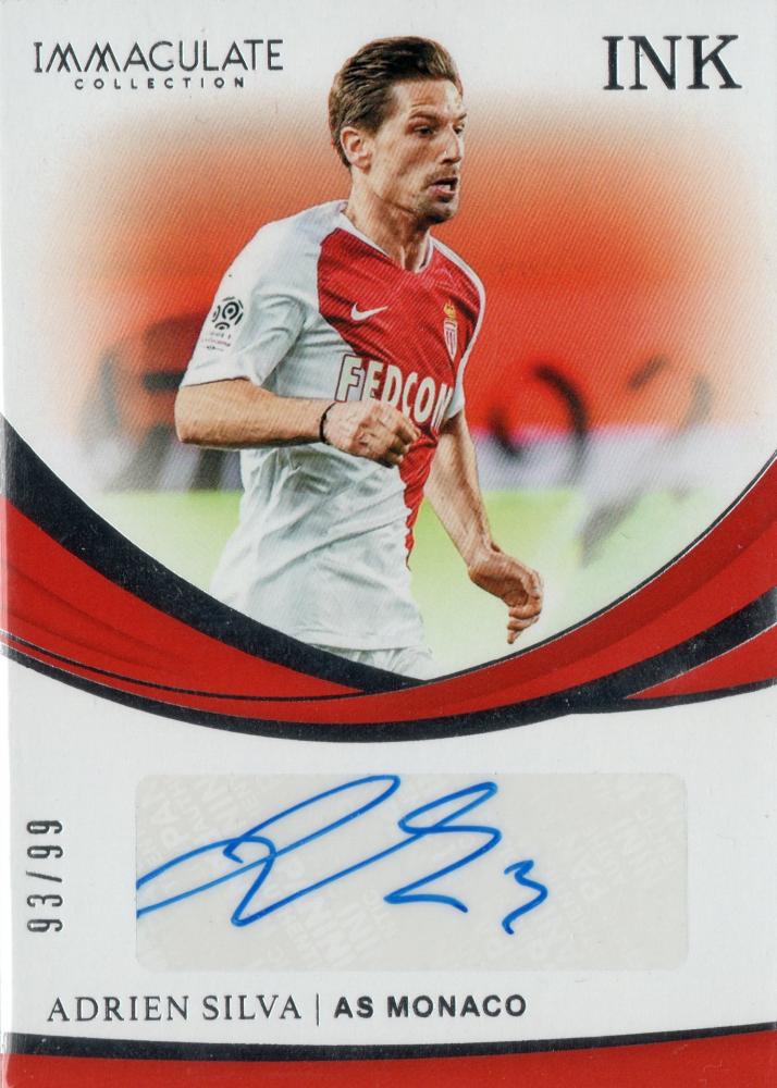 2018-19 Panini Immaculate Collection Adrien Silva AS Monaco autograph trading card numbered 93 of 99