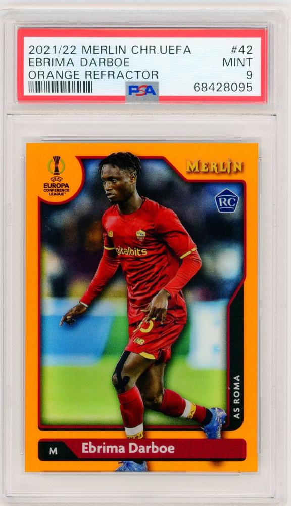 2021-22 TOPPS Merlin Chrome UEFA Ebrima Darboe Base Orange Refractor Parallel card graded PSA9 Mint