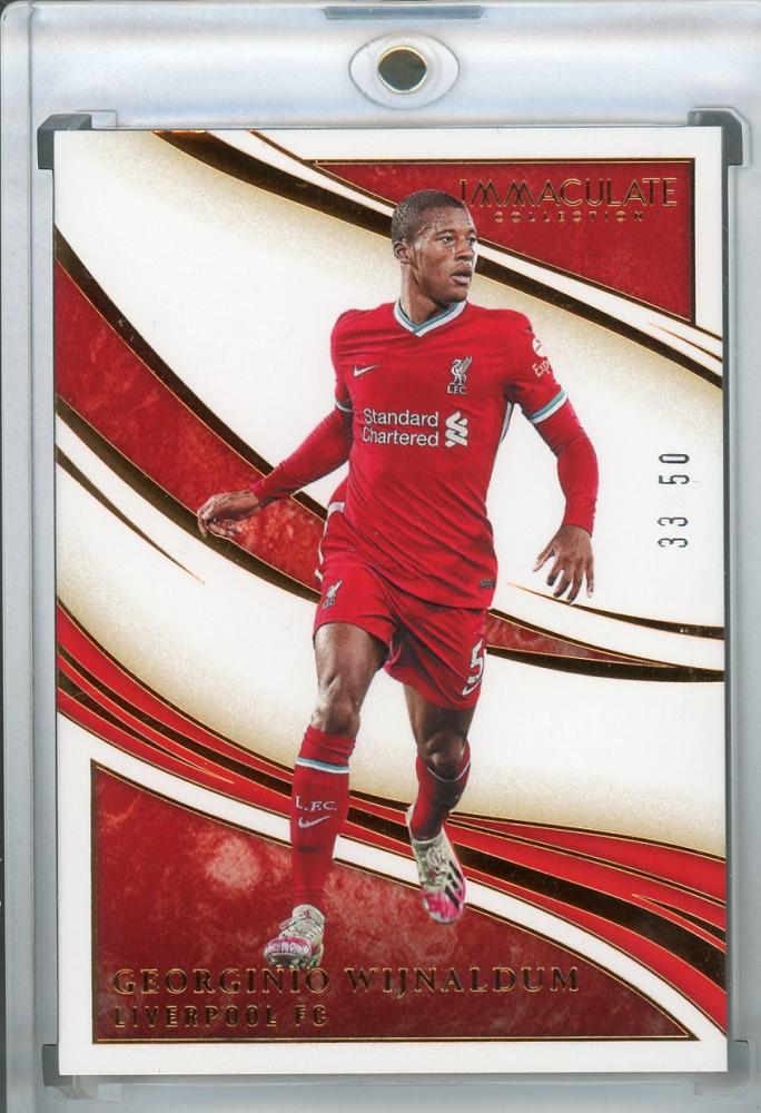 2020 Panini Immaculate Collection Liverpool FC Georginio Wijnaldum Base Bronze card numbered 33 of 50 with minor stain on back