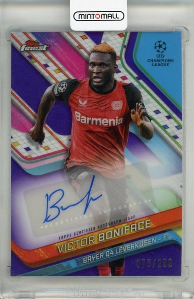 2024-25 Topps Finest UEFA Club Competitions Victor Boniface Autographed Purple Refractors card #BAVB078/299