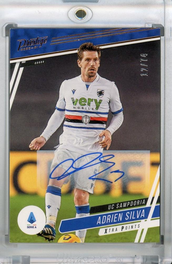 2020-21 Panini Chronicles UC Sampdoria Adrien Silva Prestige Serie A Xtra Points Autographs card serial 12 of 74