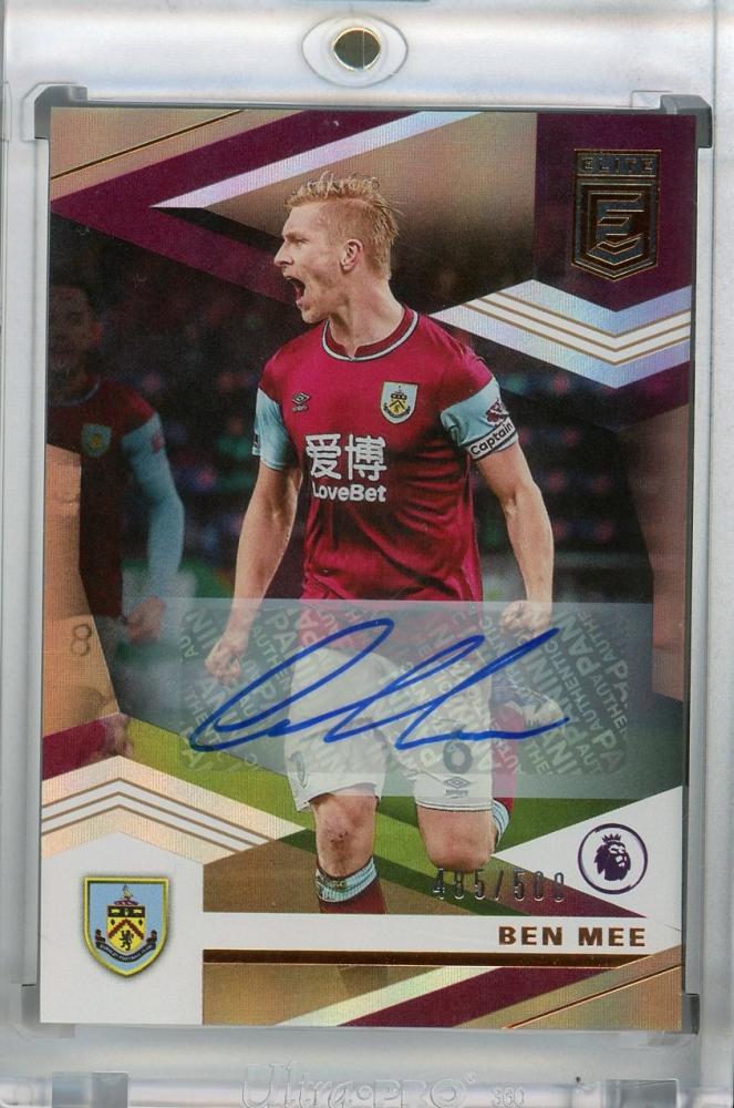 2020-21 Panini Chronicles Burnley Ben Mee Elite Premier League Autographs card numbered 485 of 500