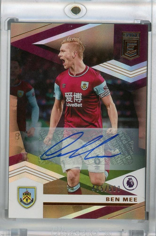 2020-21 Panini Chronicles Burnley Ben Mee Elite Premier League Autographs card numbered 485 of 500