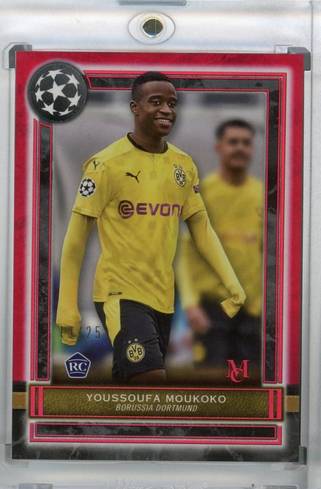 2020-21 Topps Museum Collection UEFA Champions League Borussia Dortmund Youssoufa Moukoko Base Ruby card 13 of 25