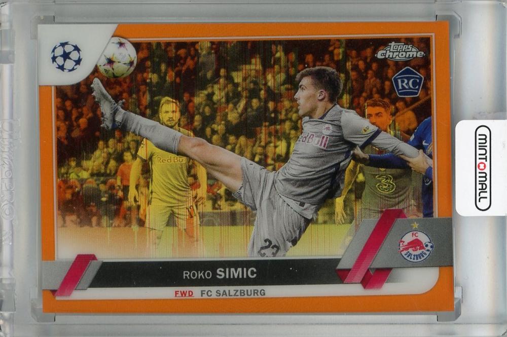 2022-23 Topps Chrome UEFA Club Competitions Roko Simic Orange and Gold Seismic #121 Rookie Card FC Salzburg