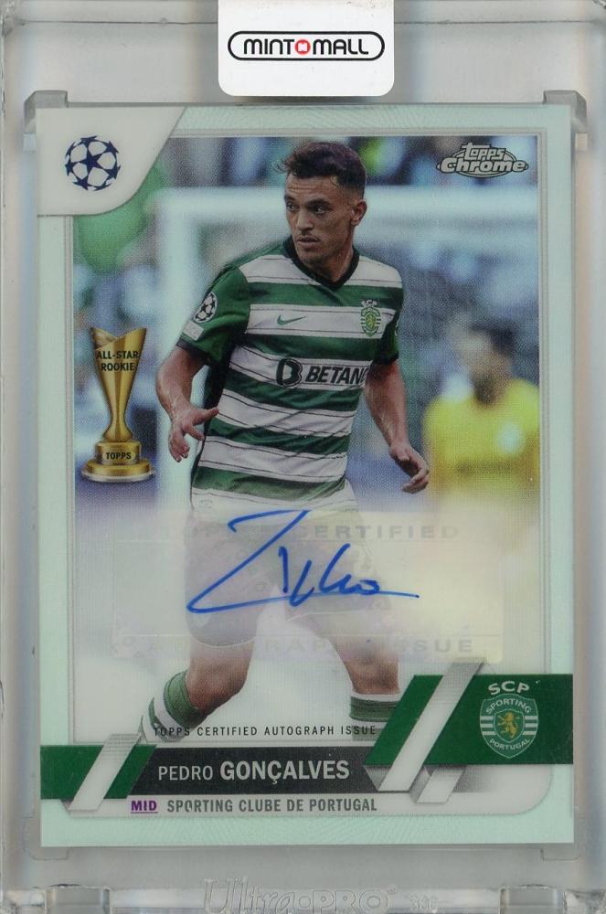 2022-23 Topps Chrome UEFA Club Competitions Pedro Goncalves Chrome Autograph trading card