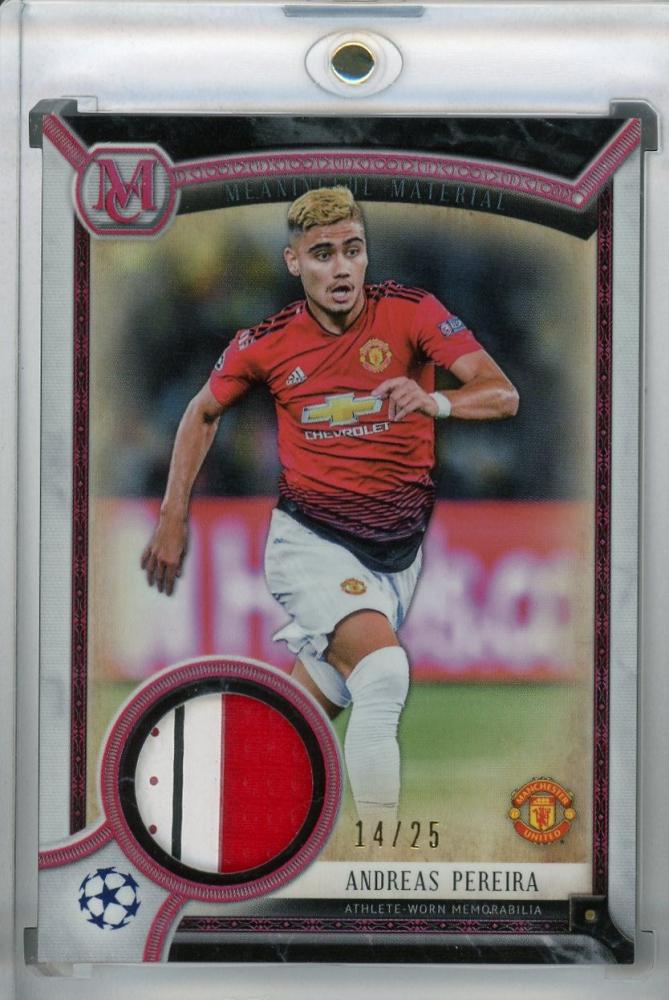 2018-19 Topps Museum Collection Andreas Pereira Manchester United FC single relic ruby card serial numbered 14 of 25