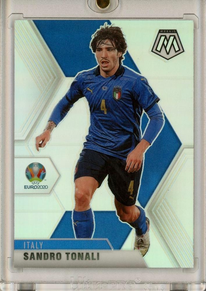 2020-21 Panini Mosaic UEFA Euro Sandro Tonali Silver trading card serial #133