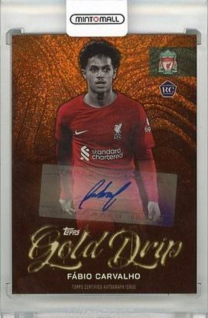 2022-23 Liverpool FC Official Team Set Gold Drip Autograph card with Fabio Carvalho signature number 17 of 25