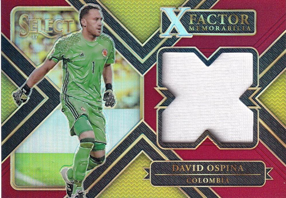 2017-18 Panini Select David Ospina Colombia X-Factor Memorabilia Maroon Parallel card number 169 of 199