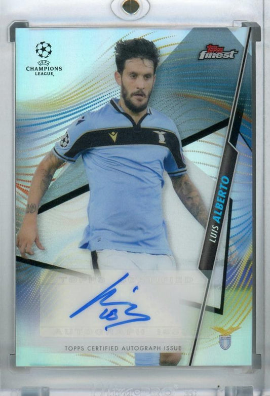 2020-21 Topps Finest UEFA Champions League trading card featuring Luis Alberto autographs from SS Lazio
