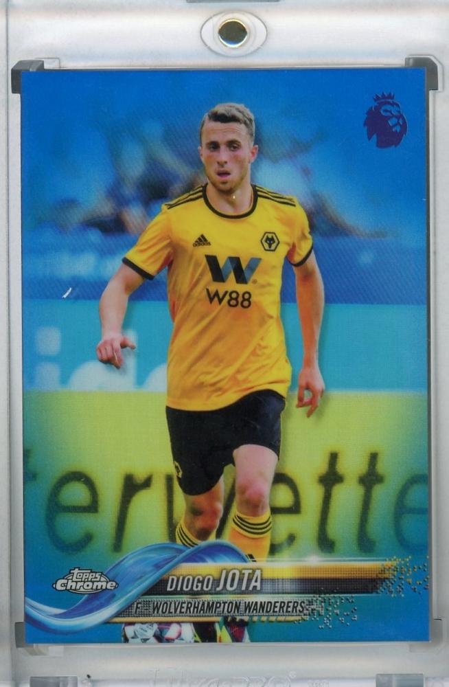 2018-19 Topps Chrome Premier League Wolverhampton Wanderers Diogo Jota Base Blue Parallel card 059 of 150