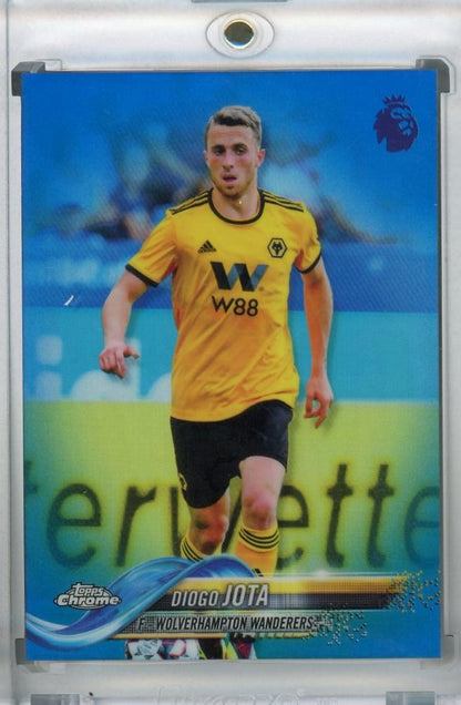 2018-19 Topps Chrome Premier League Wolverhampton Wanderers Diogo Jota Base Blue Parallel card 059 of 150