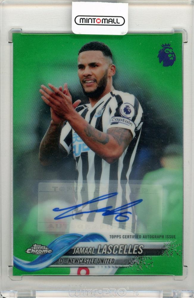 2018-19 Topps Chrome Premier League Jamaal Lascelles Green Refractors Autograph card number 67 of 99
