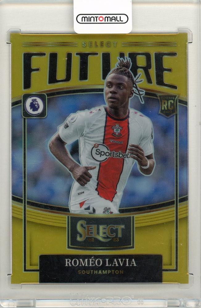 2022-23 Panini Select Premier League card featuring Romeo Lavia Future Gold serial number 03 of 10 from Southampton