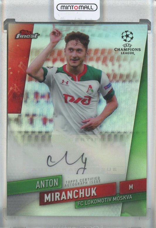 2020 Topps Finest UEFA Champions League Anton Miranchuk Autograph Card #FA-AMI featuring Lokomotiv Moscow player