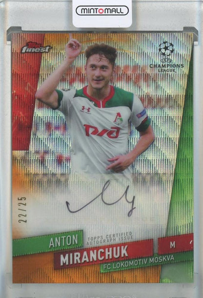 2020 Topps Finest UEFA Champions League Anton Miranchuk autograph card #FA-AMI22/25 Lokomotiv Moscow