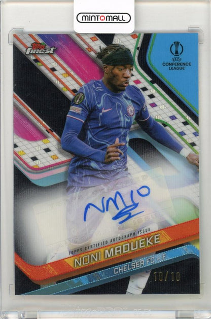 2024-25 Topps Finest UEFA Club Competitions Noni Madueke Black Refractor Autograph 10/10 card Chelsea FC