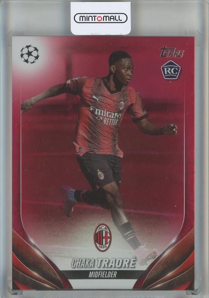 2023-24 Topps Chrome UEFA Soccer Chaka Traore RC Red card number 254/5 featuring AC Milan
