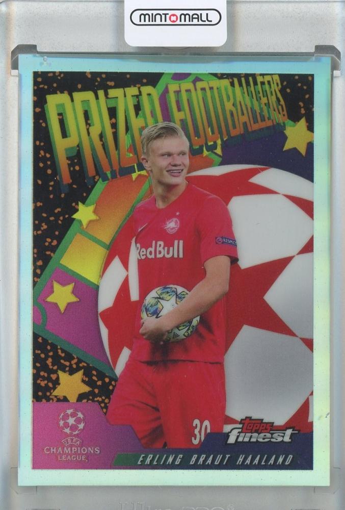 2019-20 Topps Finest UEFA Erling Halland Prized Footballers card #PFEHA from FC Zalzburg in used, excellent condition