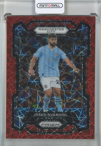 2023-24 Panini Prizm Premier League Josko Gvardiol Breakaway Prizms Red trading card serial 46 of 49 Manchester City