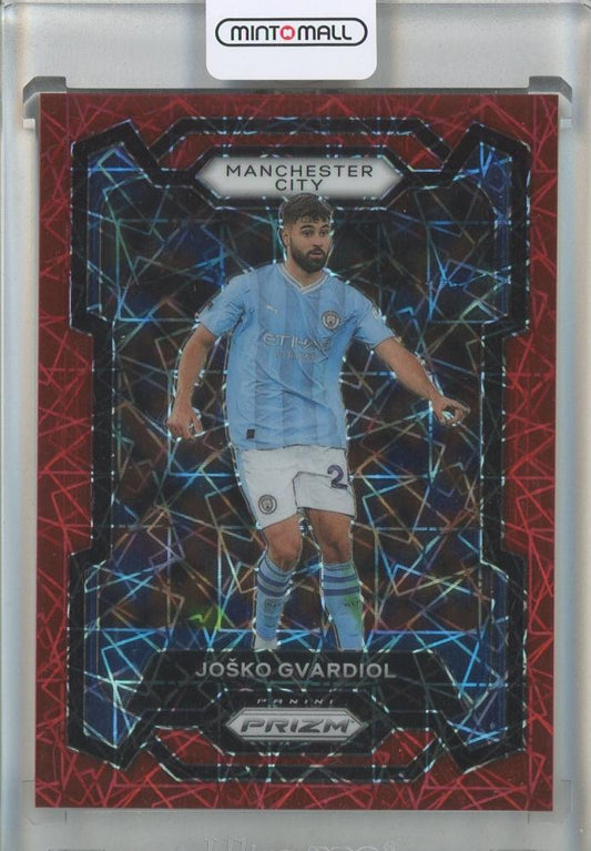 2023-24 Panini Prizm Premier League Josko Gvardiol Breakaway Prizms Red trading card serial 46 of 49 Manchester City