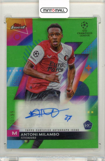 2023-24 Topps Finest UEFA Club Competitions Antoni Milambo Neon Green Refractors Autograph card 30 of 99 Feyenoord