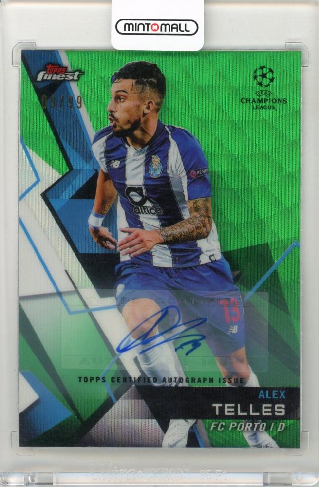 2019-20 Topps Finest UEFA Champions League Alex Telles Green Refractor Autograph card serial numbered 09 of 99 from FC Porto
