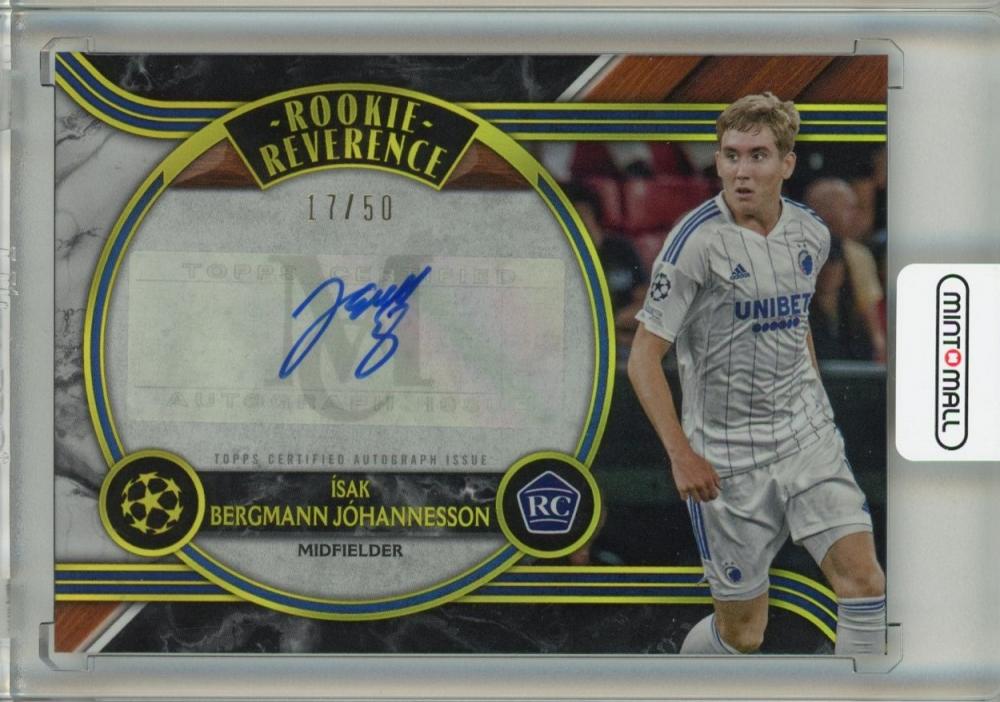 2022-23 Topps UEFA Champions League Museum Collection Isak Bergmann Johannesson Rookie Gold Parallel card 17 of 50