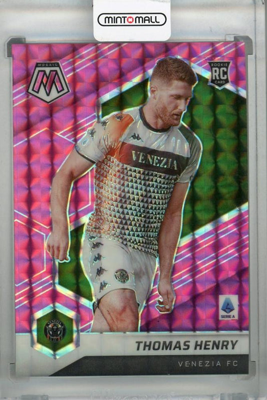 2021-22 Panini Mosaic Serie A Venezia FC Thomas Henry Base Pink RC parallel trading card numbered 15 of 25