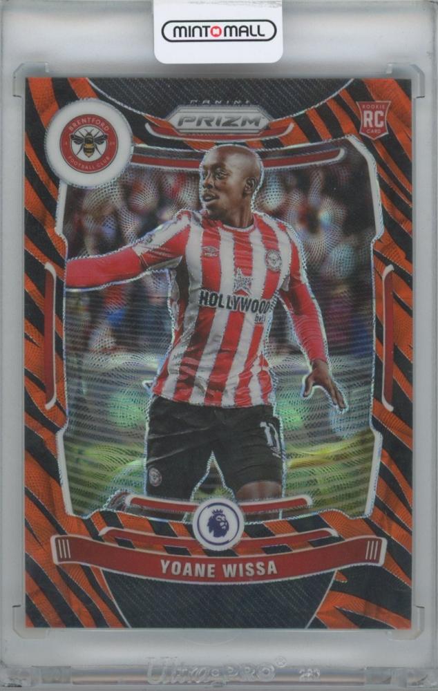 2021-22 PANINI Prizm English Premier League Prizms Choice Tiger Stripes trading card featuring Yoane Wissa Brentford #140
