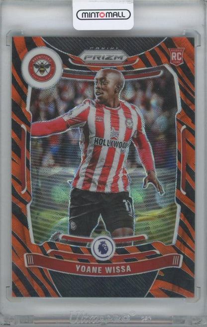 2021-22 PANINI Prizm English Premier League Prizms Choice Tiger Stripes trading card featuring Yoane Wissa Brentford #140