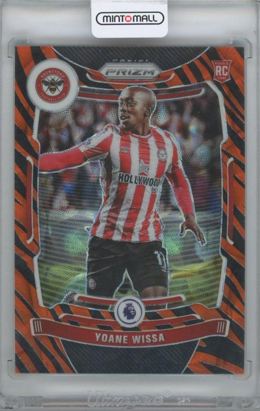 2021-22 PANINI Prizm English Premier League Prizms Choice Tiger Stripes trading card featuring Yoane Wissa Brentford #140