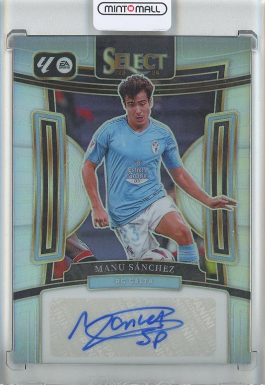 2023-24 Panini Select La Liga Manu Sanchez Signatures rookie card with minor stain on back