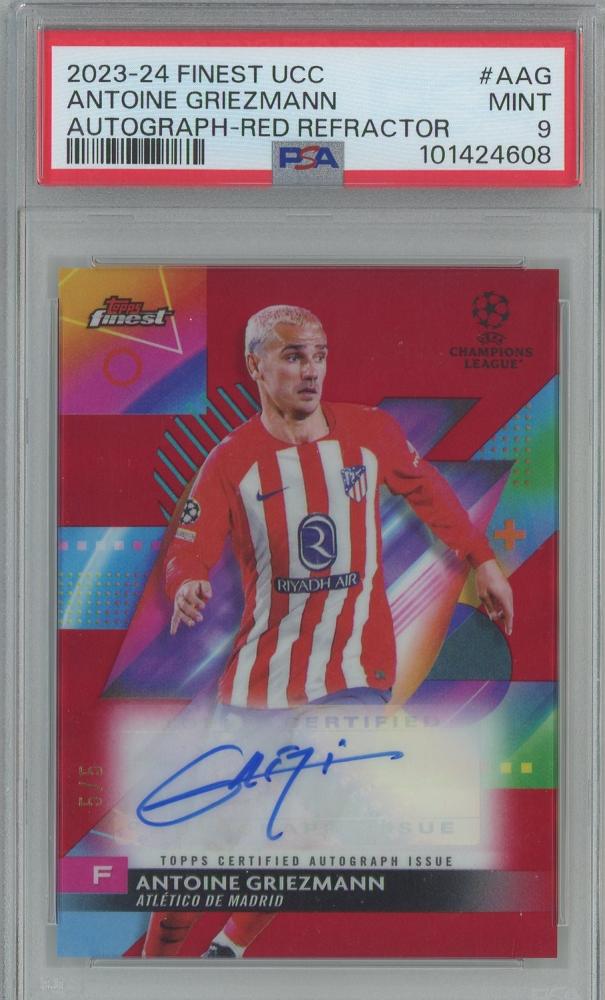 2023-24 Finest UEFA Club Competitions Antoine Griezmann Autographs Red Refractors card PSA9 Atletico Madrid