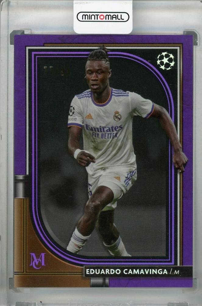 2021-22 Topps Museum Collection UEFA Champions League Eduardo Camavinga Real Madrid Base Amethyst trading card 77 of 99