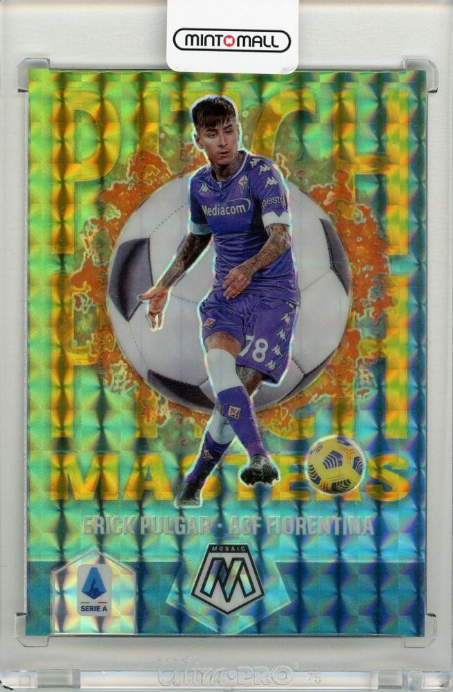 2020-21 Panini Mosaic Serie A Erick Pulgar Pitch Masters Gold Mosaic soccer card numbered 1 of 10