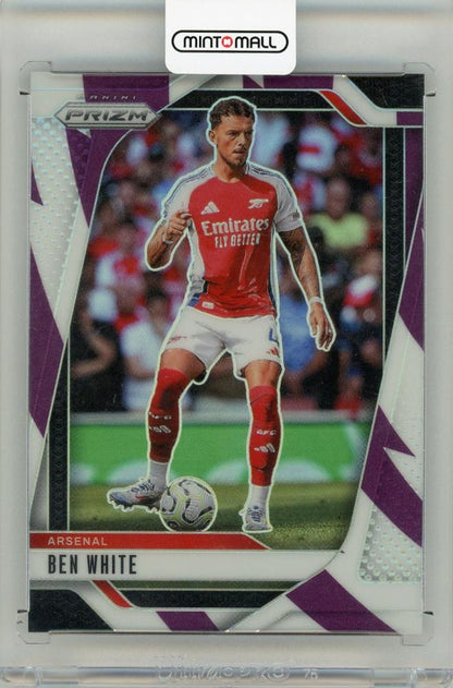 2024-25 Panini Prizm Premier League Ben White Purple and White Stripes trading card numbered 43 of 92 Arsenal FC