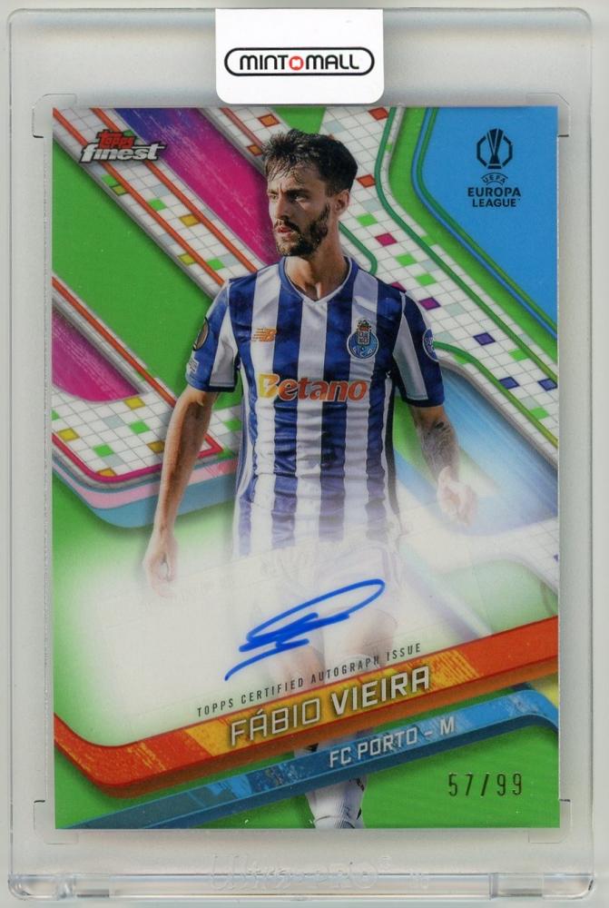 2024-25 Topps Finest UEFA Club Competitions trading card featuring Fabio Vieira autograph Neon Green Refractor 57 of 99 for FC Porto