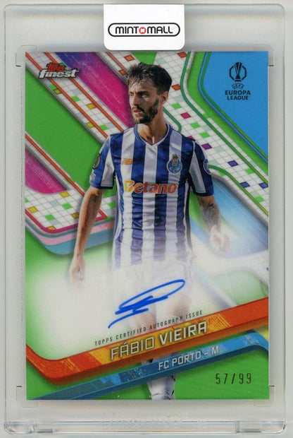 2024-25 Topps Finest UEFA Club Competitions trading card featuring Fabio Vieira autograph Neon Green Refractor 57 of 99 for FC Porto