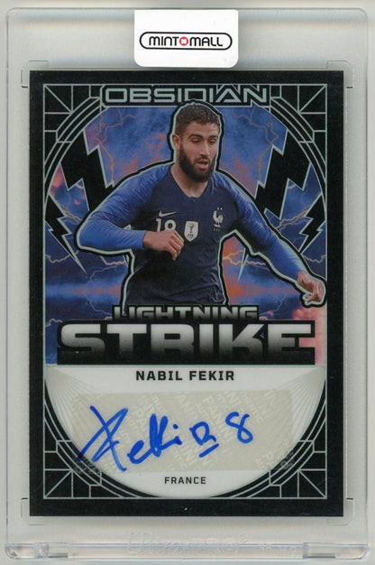 2024-25 Panini Obsidian trading card featuring Nabil Fekir Lightning Strike 75 out of 199 from France